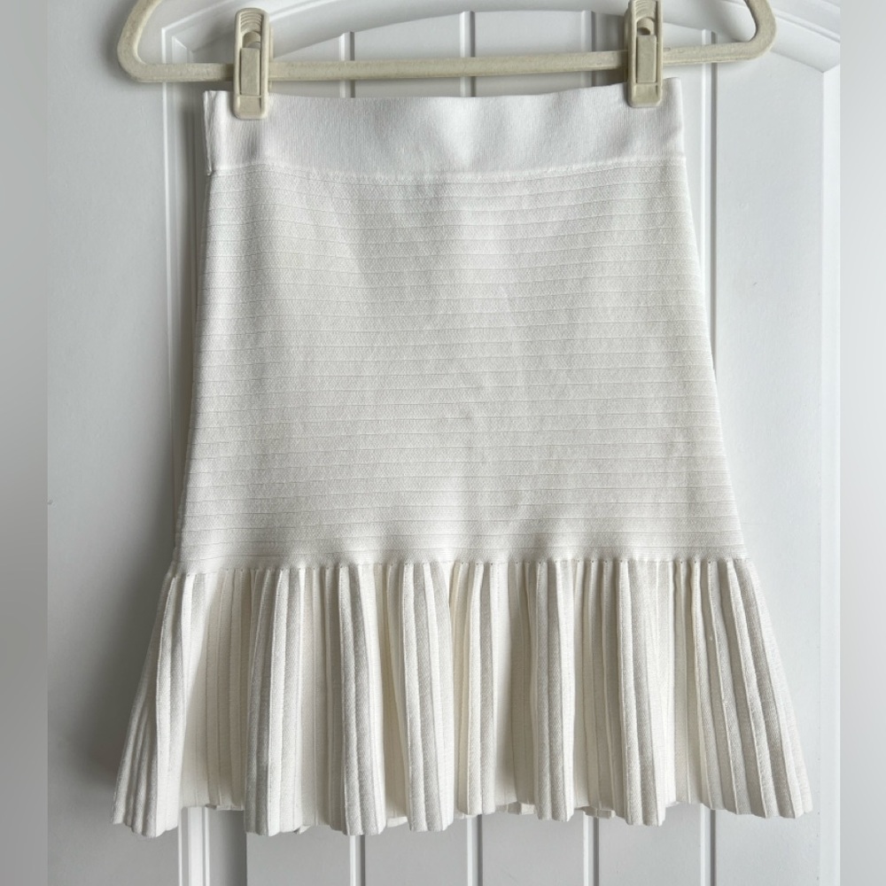 Love Riche White Mini Skirt with Pleated Hem